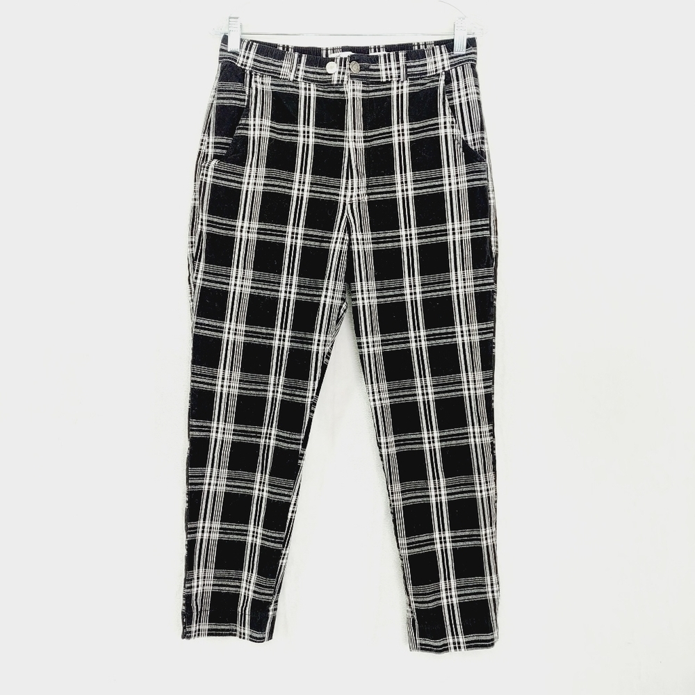 Hollister Ultra High Waist Black Plaid Academia Casual Trousers P6279